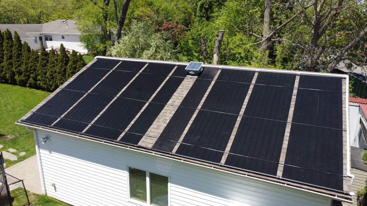 Solar heated pool on Long Island
