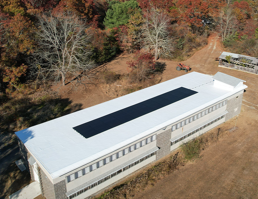 Commercial solar installation on a Long Island rooftop