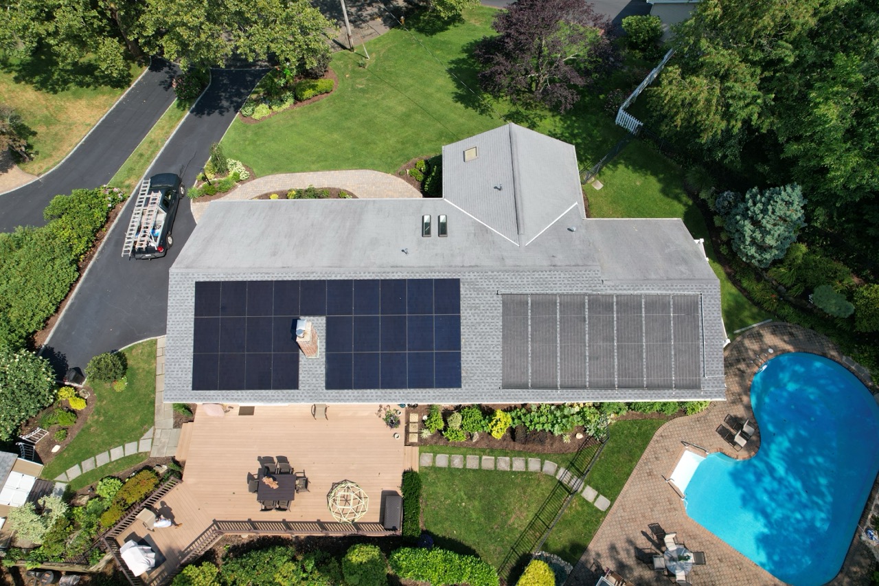 Solar pool heating on a Long Island home